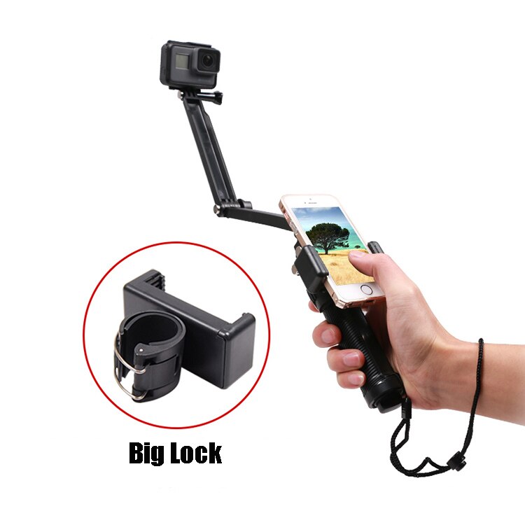 Selbst Selfie sperren Clip Stock Handheld Monopod Einstellbare Schnalle Telefon Halfter Adapter für Gopro Held 8 9 10 xiaomi yi 4K SJCAM: groß sperren