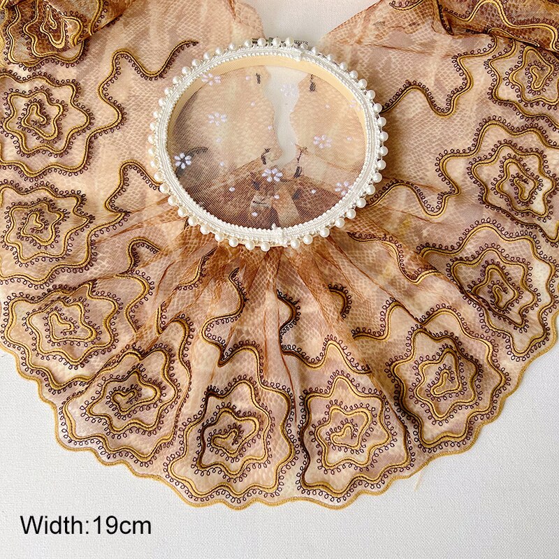 5 Yards 17-26cm Multicolor Mesh Embroidery Lace Trim Handmade DIY Needlework Sewing Doll Dress Clothing Material 150: 24 width 19cm