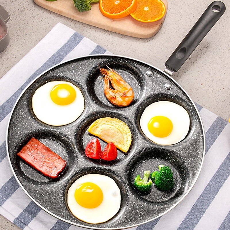 5 hole/7 hole frying pan thickened omelette pan non-stick egg pancake pan steak pan boiled egg ham pan breakfast machine
