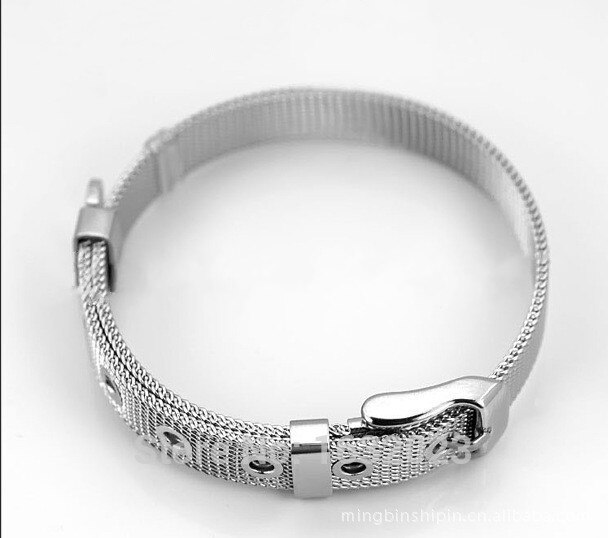20 PCS/Lot 8 MM en acier inoxydable maille bandes Bracelet bricolage accessoires bracelets Fit 8mm glisser charmes WB06