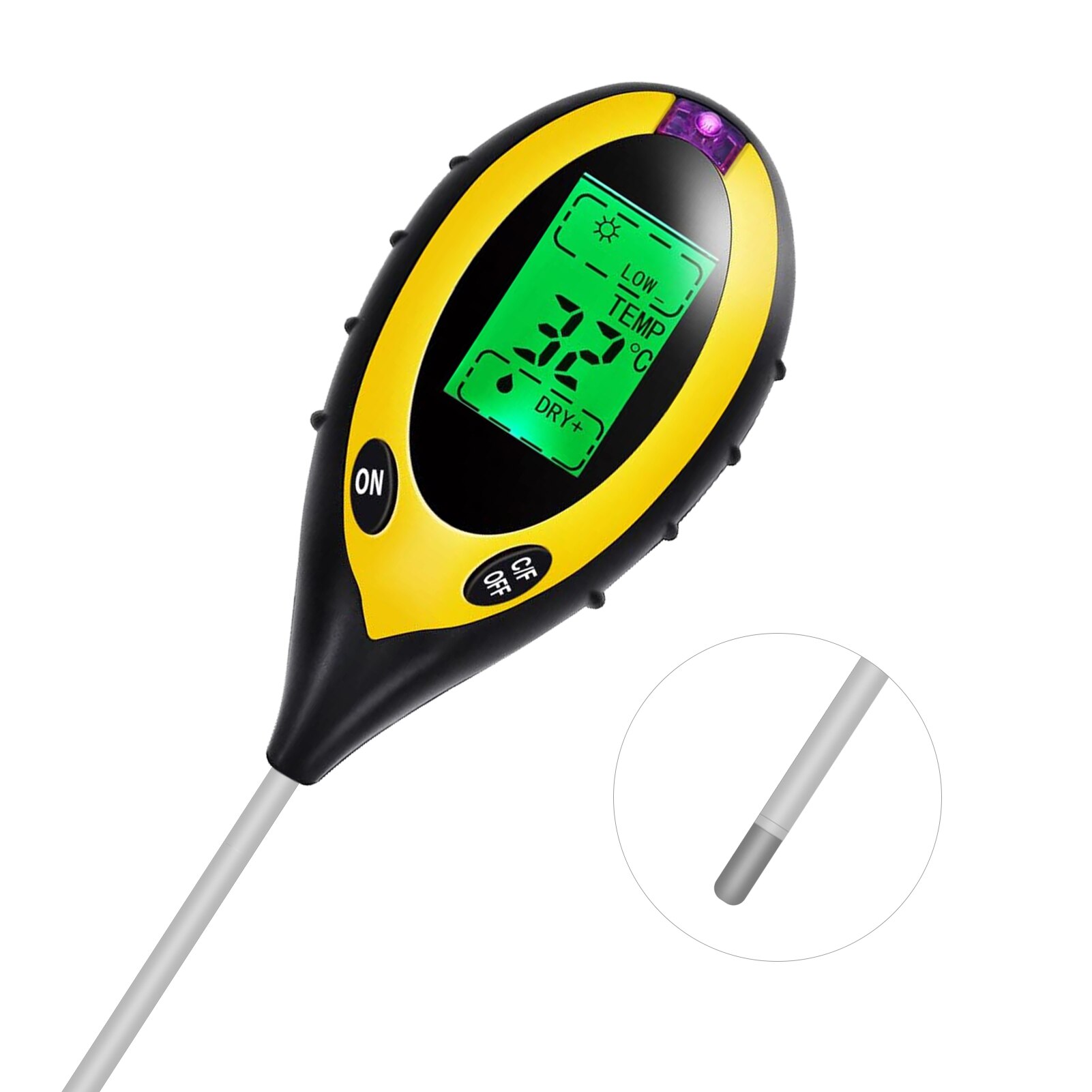 5-in-1 Digital Soil pH Meter Moisture Meter PH Levels Temperature Sunlight Intensity Humidity Tester Large Backlit LCD Display