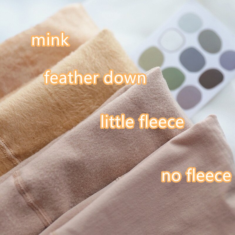 Piger hudfarve efterårs tights kvinder vinter tyk varm fleece strømpebukser 4 farver fuld fodløse strømpebukser