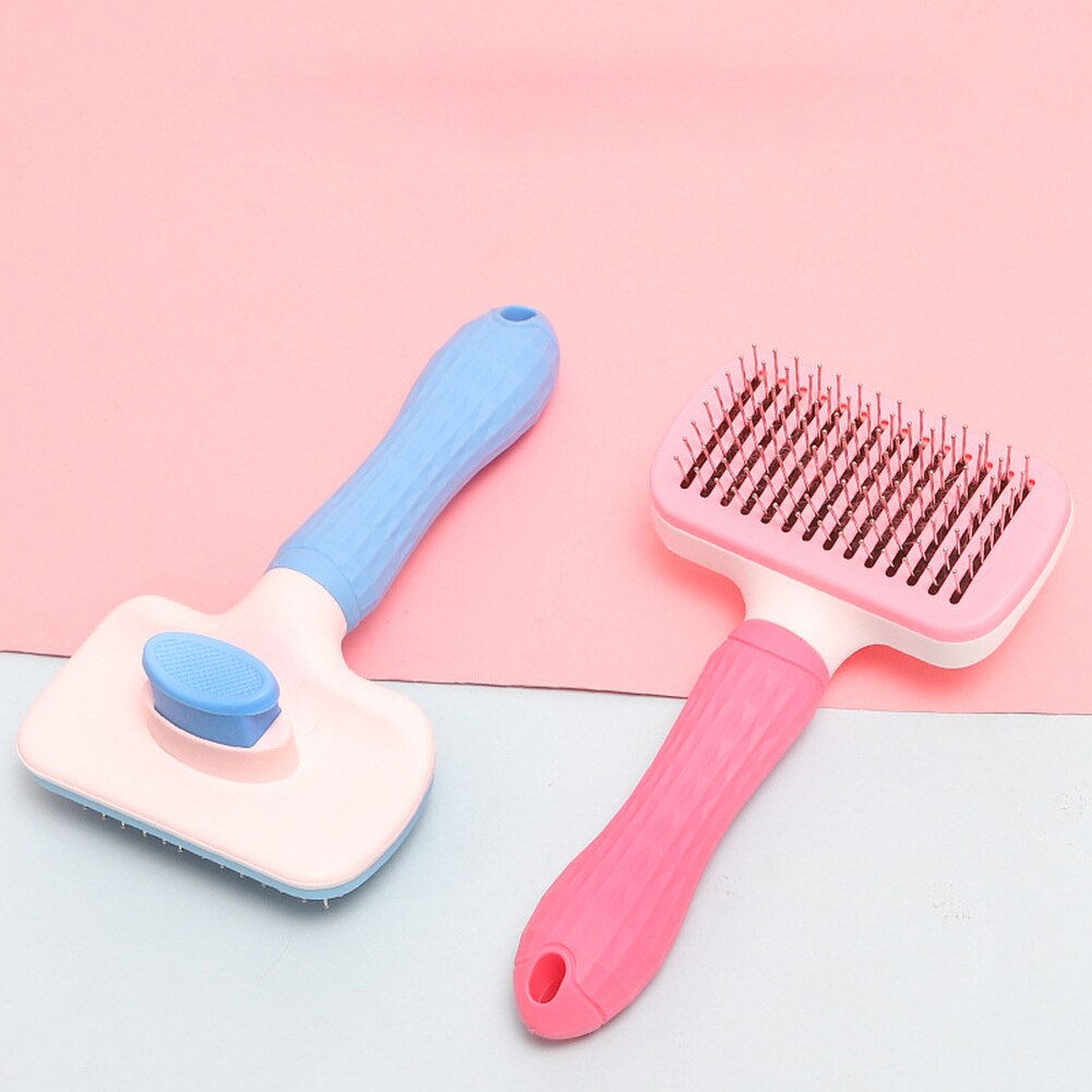 Pet auto limpeza slicker escova pet grooming ferramenta remove undercoat, derramamento de esteiras e emaranhado cabelo gatinho gatos auto noivo pente