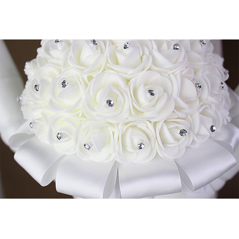 Ramo De novia De satén blanco con cuentas De perlas, Ramo De flores para novia, romántico,