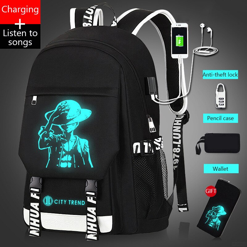 USB musique lumineux cartable unisexe pour adolescents sac à dos à sac d'école étudiant livre sac pour garçons filles: Photo color19