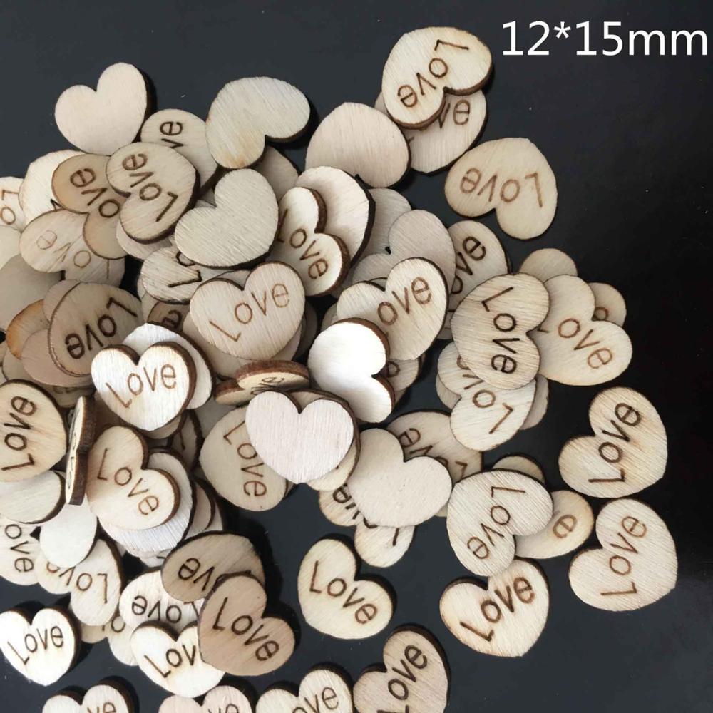 100 stuks houten knutselwerkjes in de vorm van een liefdeshart voor op een bruiloft, op een tafel, voor thuis, als decoratie voor een verjaardag, als bedankje voor een feestje of als plakboek 62071: 2pd-62072