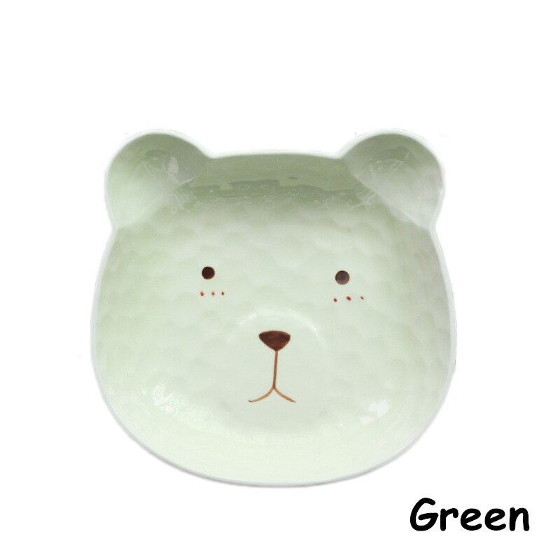 Ceative céramique animaux plat dessin animé porcelaine Sushi assiette mignon ours forme plat assiette salade dîner plateau Sauce plat 1 pièces: Green