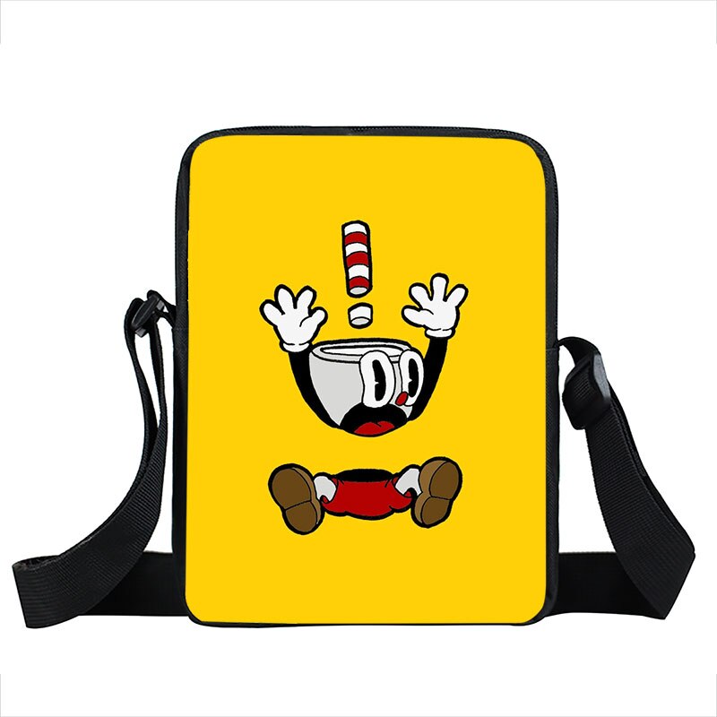 funny cuphead / mughead print small shoulder bag women handbag mens crossbody bags Adult book bag student messenger bags: xkbcuphead08