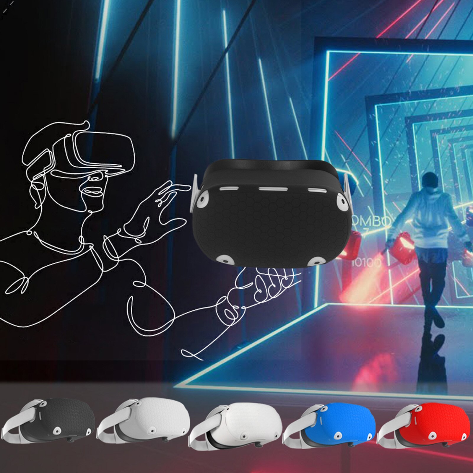 Custodia protettiva per cuffie VR custodia protettiva in Silicone morbido antipolvere custodia facile da installare accessori da gioco solidi per Oculus Quest 2