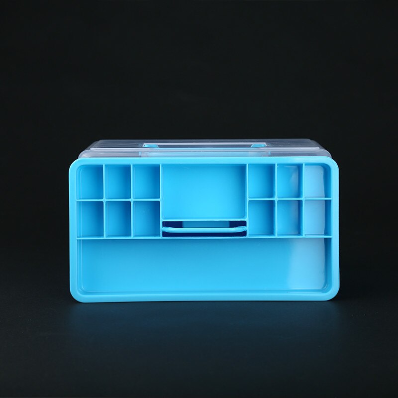 1 stk farve tilfældig værktøjskasse, husholdningsværktøjskasse, dobbeltlags transparent opbevaringsboks