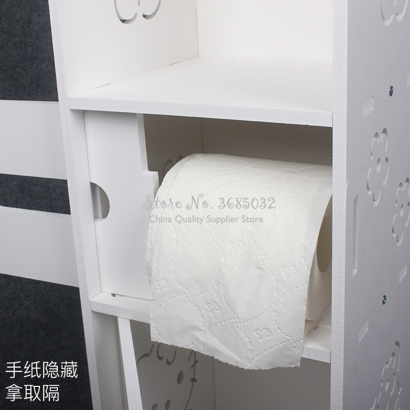 80cm Toilet Side Cabinet DIY Floor Bathroom Vanity Side Storage Cabinet Towel Box Toilet Storage Shelf Bathroom Furniture