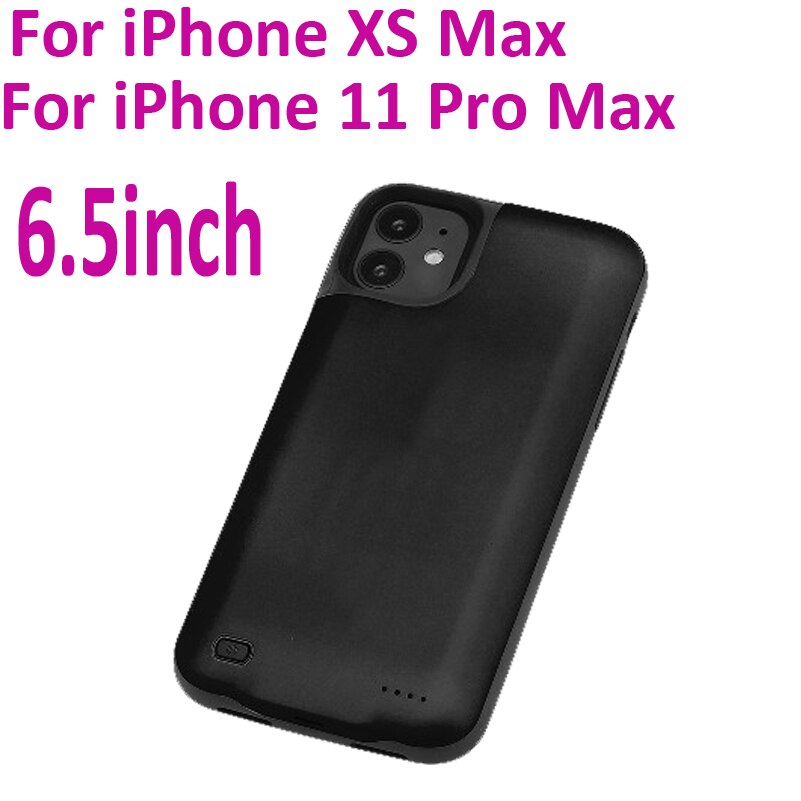 Battery Charger Case For iPhone X XS 11 pro Max Power Case External Battery Pack For iPhone XR XS Max 11 pro Phone charger case: Black for XS Max