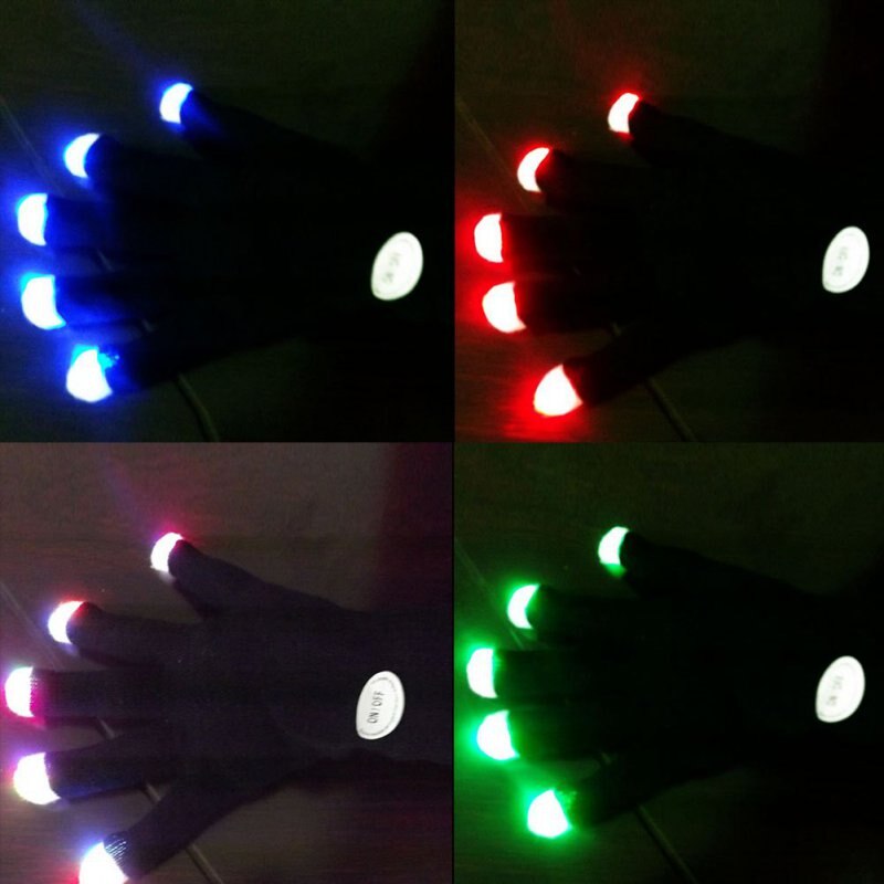 Par de guantes coloridos LED para Rave, guantes intermitentes con iluminación para el dedo, guantes de pesca Unisex con guante de esqueleto: Default Title