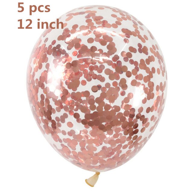 5 stk. 12 tommer konfetti latex ballon romantisk bryllupsdekoration helium luftkugler tillykke med fødselsdagsfest forsyninger: Rose guld