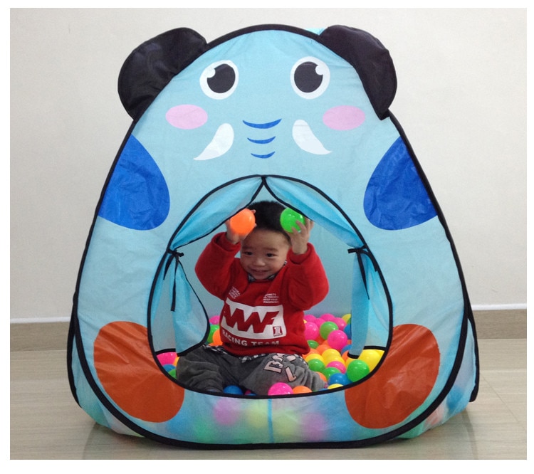 [grappig] binnen buiten kamperen cartoon dier olifant hondenhok tent oceaan ballenbad baby park picknick spel speeltent