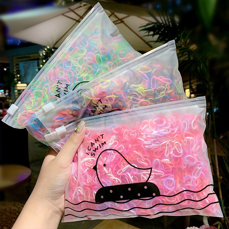 1000 Pcs/Set One Time Mini Rubber Bands Kids Headwear Women Hair Bands Scrunchie Hair Rope Braiding Transparent Hair Accessories