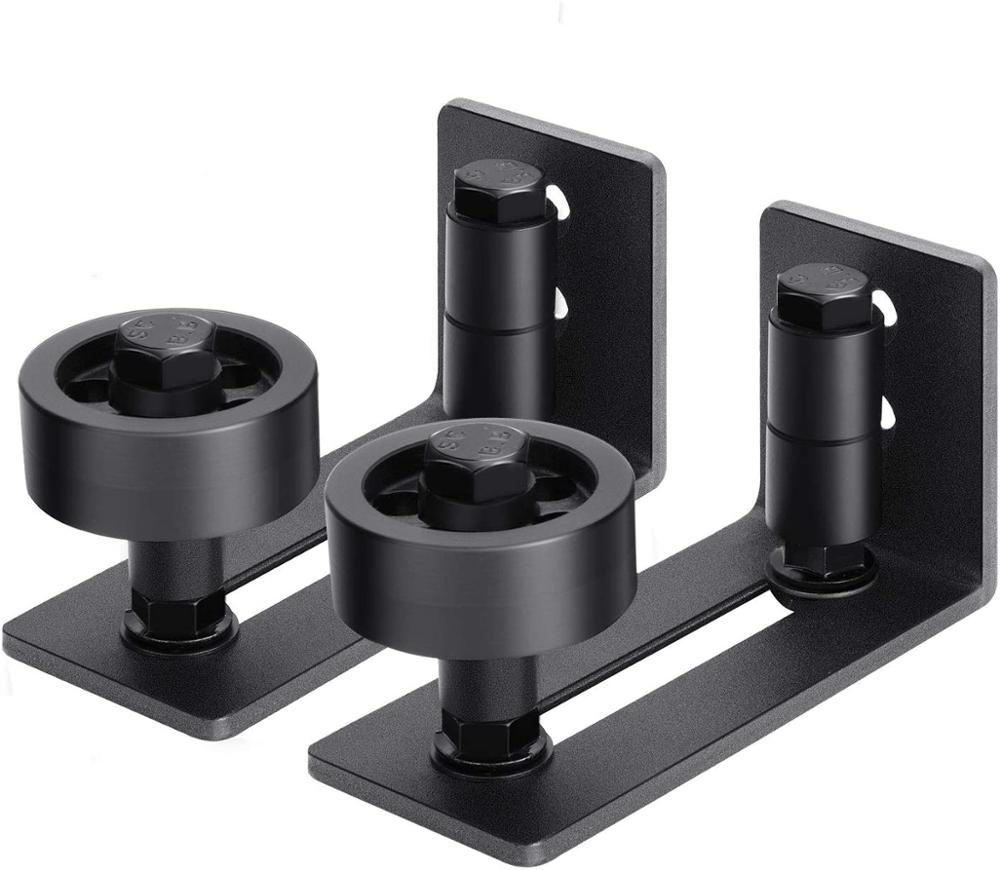 Schuifdeuren Schuur Deur Hardware Carbon Staal Verstelbare Schuifdeuren Schuur Deur Stopper Floor Guide Set Black Floor Mount Blijven Roller