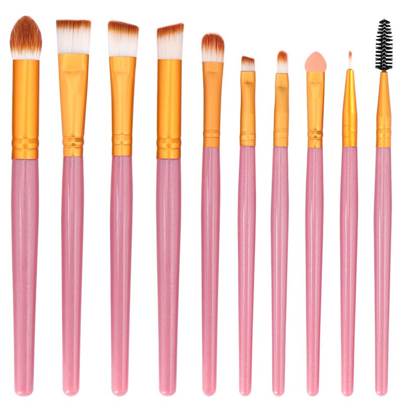10 pièces maquillage des yeux fard à paupières cils pinceaux ensemble multifonctionnel correcteur réparation capacité fondation beauté brosse outils: powder gold