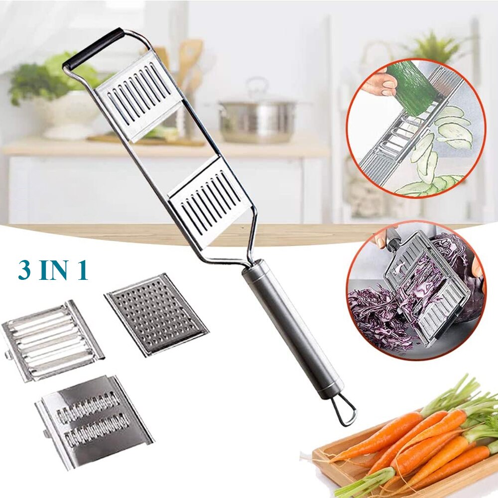 3-In-1 Multifunctionele Groentesnijder Rvs Fruit Dunschiller Rasp Shredders Voedsel Chopper Cutter keuken Gereedschap: Default Title