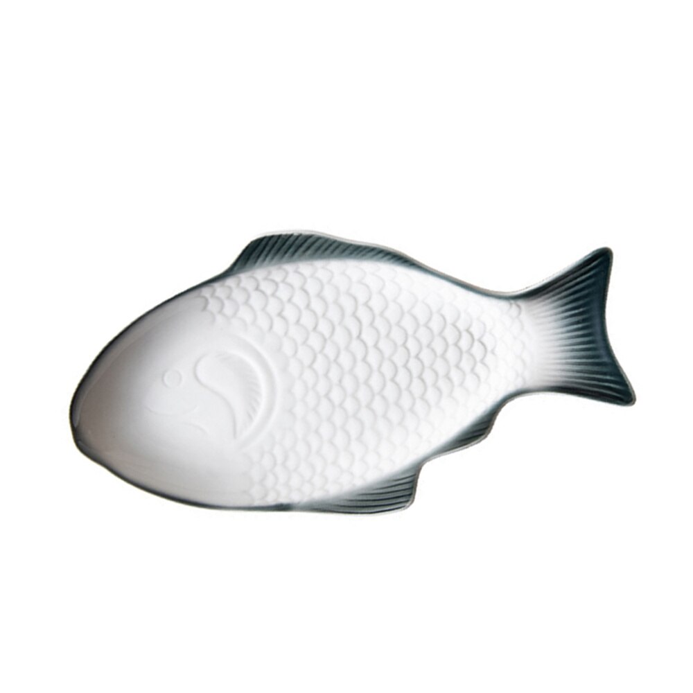 Ceramic Tableware Plate Fish Shaped Dish Snack Storage Fish Pan for Restaurant Home Dinner (11 Inches + White)
