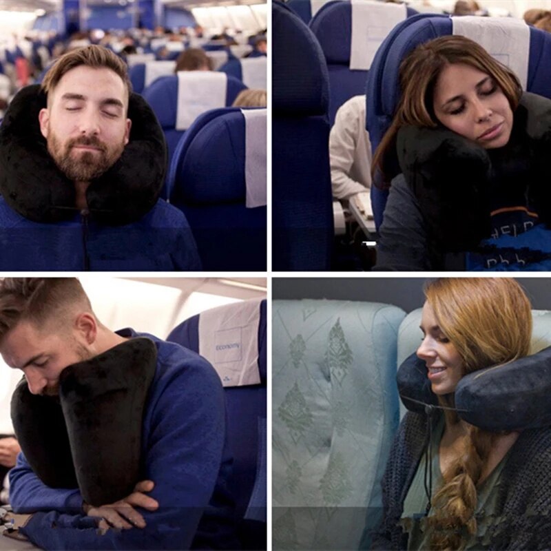 Almohadas inflables para dormir en forma de H, almohada de viaje para cuello, reposacabezas, cojín corporal para coche, avión, oficina, siesta