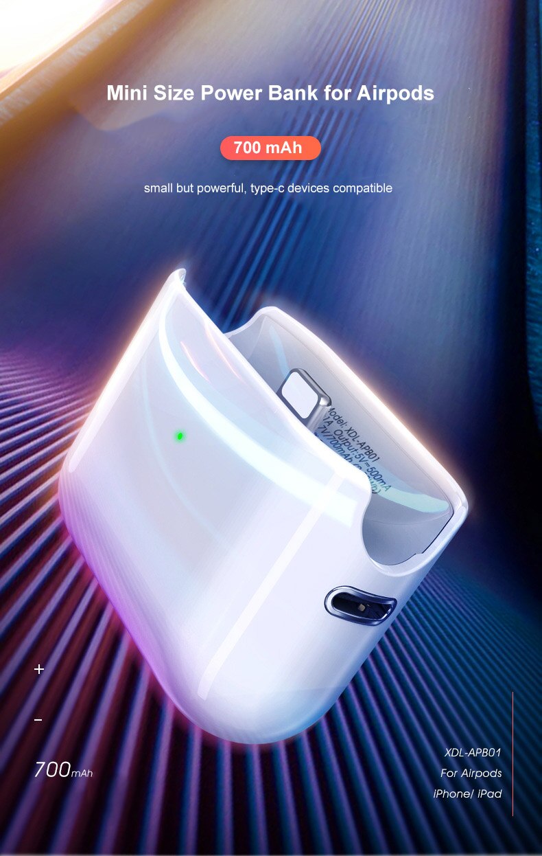 Batterijlader powerbank voor airpods 1 2 min powerbank type c compatibel met iphone powerbank lader voor ipad