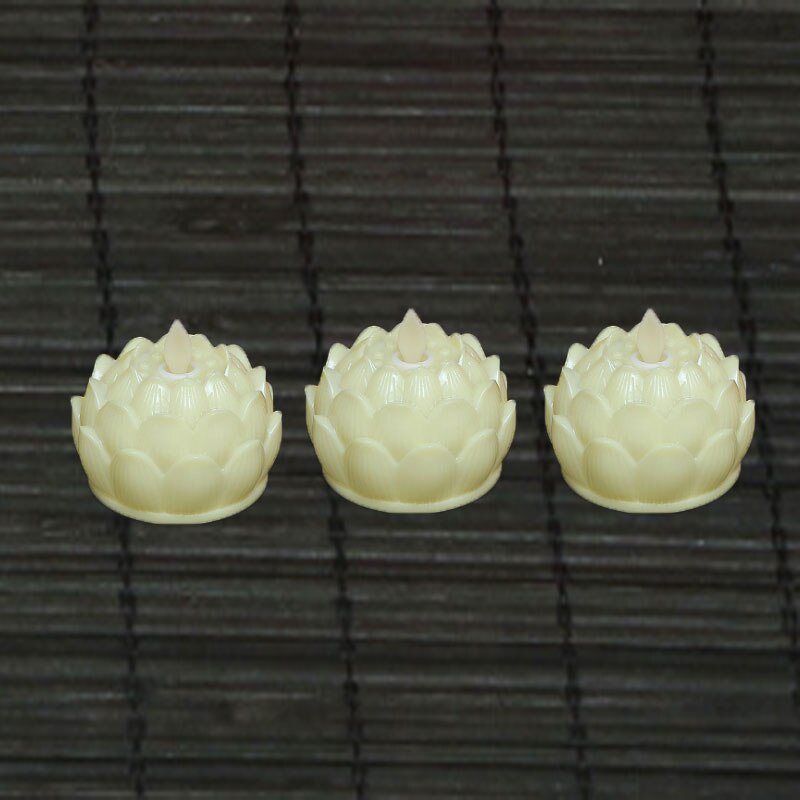 Warm White Moving Wick Battery Lotus Candles,AAA Battery Operated Special Votive Church LED Candle Light: 3 pieces beige