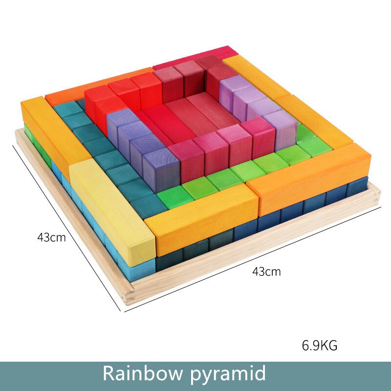 Baby Spielzeug 12Pcs Regenbogen Blöcke Kinder Große Kreative Regenbogen Bausteine Holz Spielzeug für kinder Montessori Pädagogisches Spielzeug