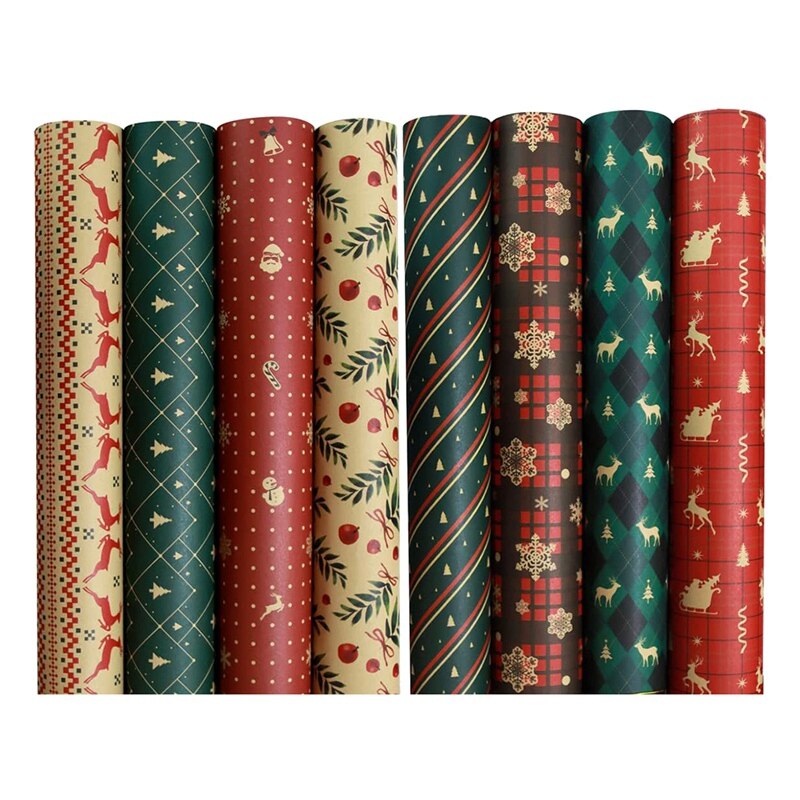 Wrapping Paper Sheets,For Christmas Birthday Party Wrapping Paper Set of 8 Wrap Papers Wrapping Paper: Default Title