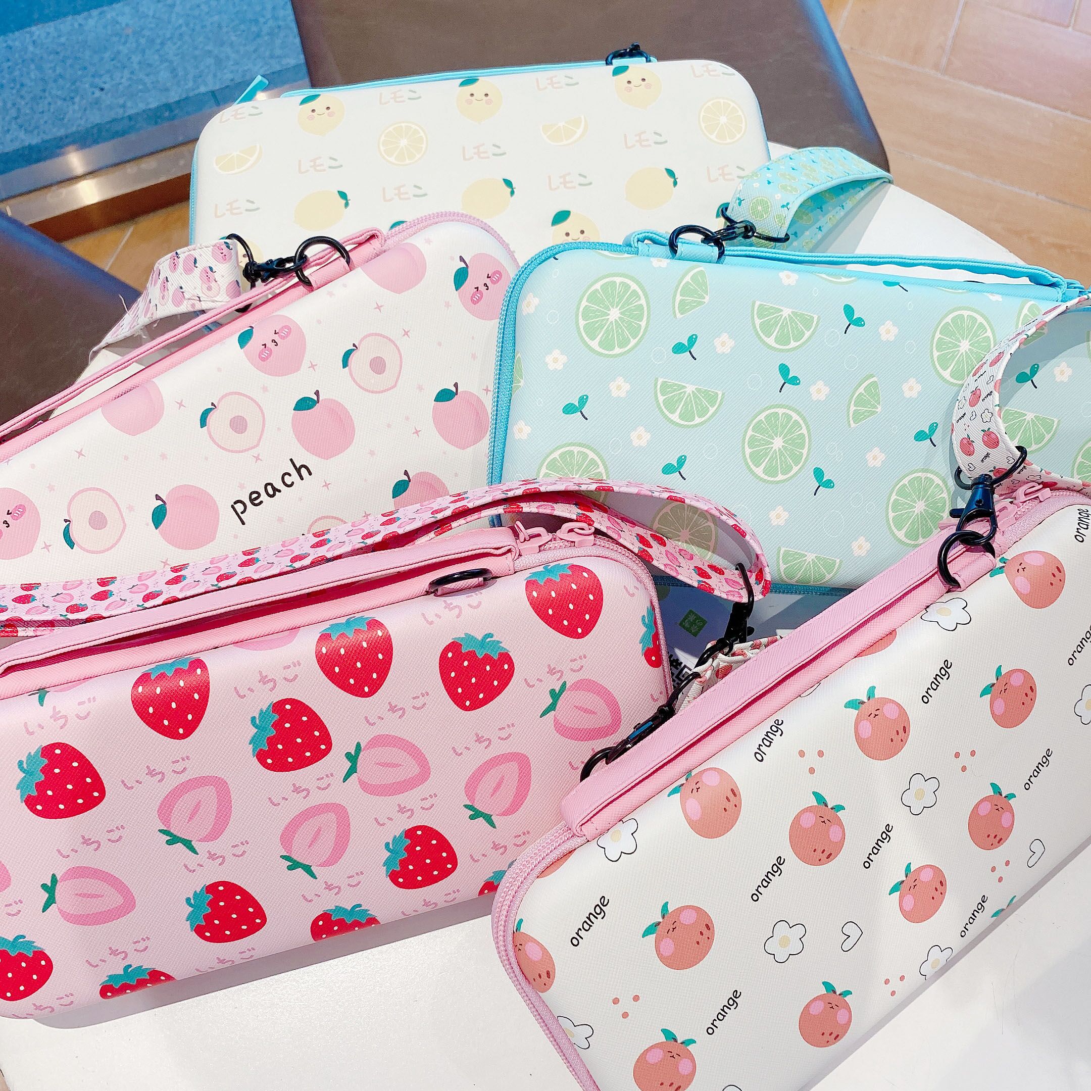 New Arrival śliczne torby do przechowywania owoców na przełącznik Nintendo Kawaii Travel Carry etui ochronne konsola do gier Shell ze smyczą