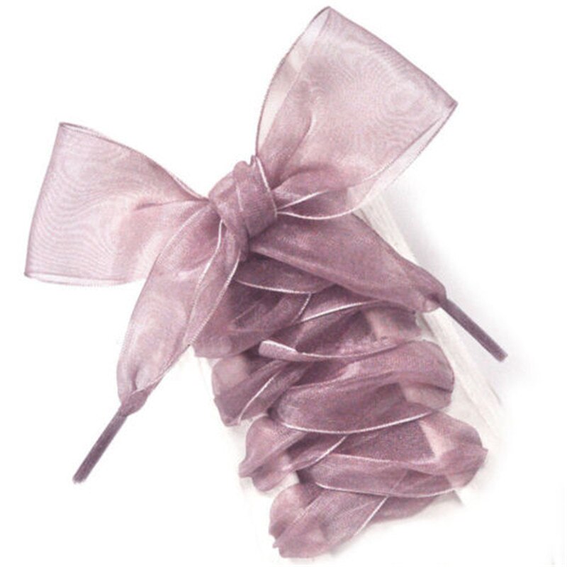 Lacets en Organza pour femmes, 1 paire, 110CM, ruban de Satin en soie, toile, baskets, chaussures de Sport: hot pink