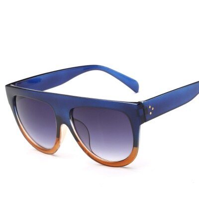 Oversized Vrouwen Zonnebril Shield Vorm Luxy Grote Frame Klinknagel Shades Zonnebril Vrouw UV400 Sunglass Zonnebril Dames: blue tea