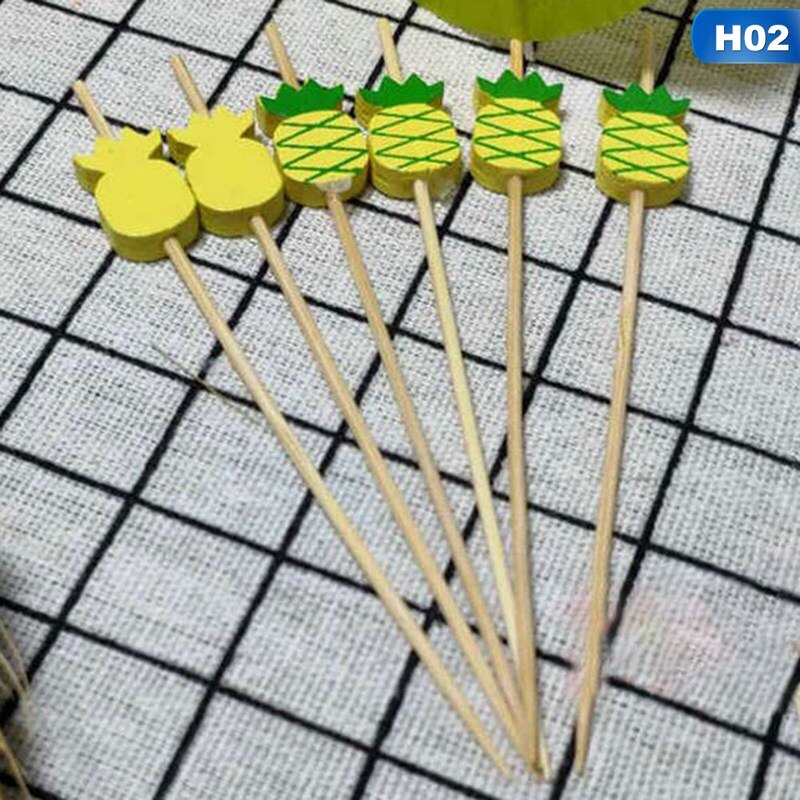 100pc flamingo bambus pick buffet ananas kaktus blade cupcake frugt gaffel dessert salat pind cocktail spyd til fest indretning: H02