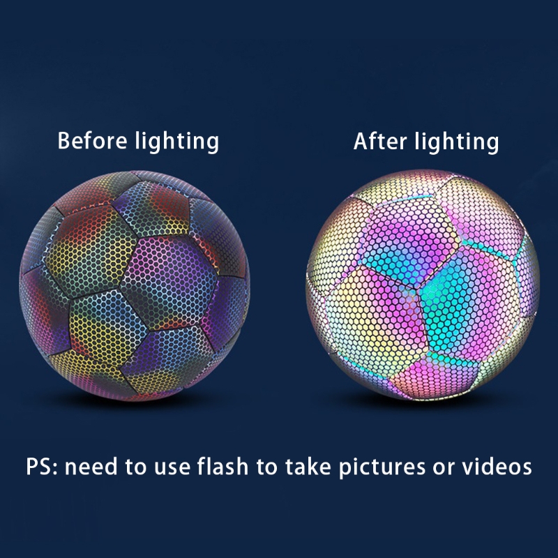 Reflective Soccer Ball Luminous Night Glow in the Dark Football Student Teenager Team Training Noctilucent Ball Size 4/5