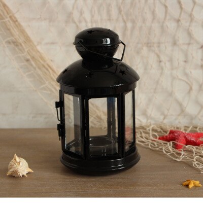 Oversized Metal Candle HolderOutdoor Windproof Candlestick for Wedding Home Lantern Decoration Candle Stand Marriage Candelabra: Black