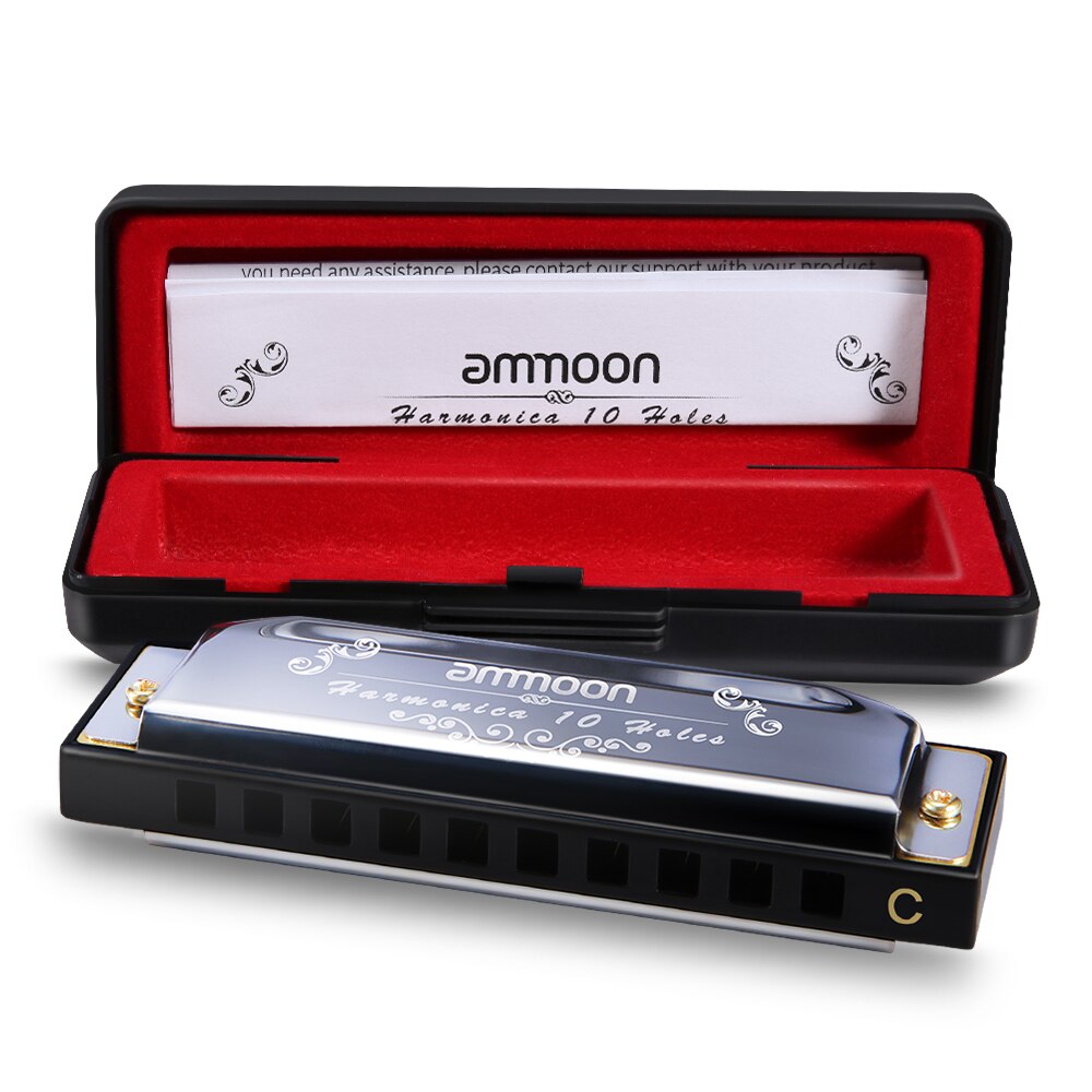 Ammoon 10 huller 20 toner blues mundharmonika mundorgel nøgle af c med opbevaringstaske til børn begyndere studerende musical