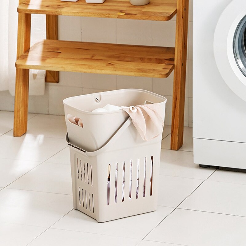 Plastic wasmand vuile was speelgoed opbergzak draagbare badkamer toiletmand huishoudelijk afval khaki