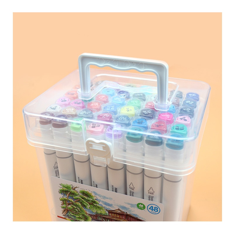 MOKEELO Markers Double Heads Triangle Pen Set 12/18/24/36/48 Colors Painting Marker Student Anime Hand-painted Color Pens 895