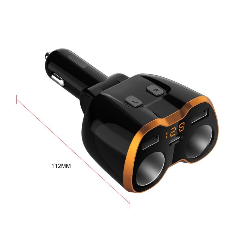 Usb autolader sigarettenaansteker splitter adapter 2 stopcontact type  c 4.8a multi-stopcontact