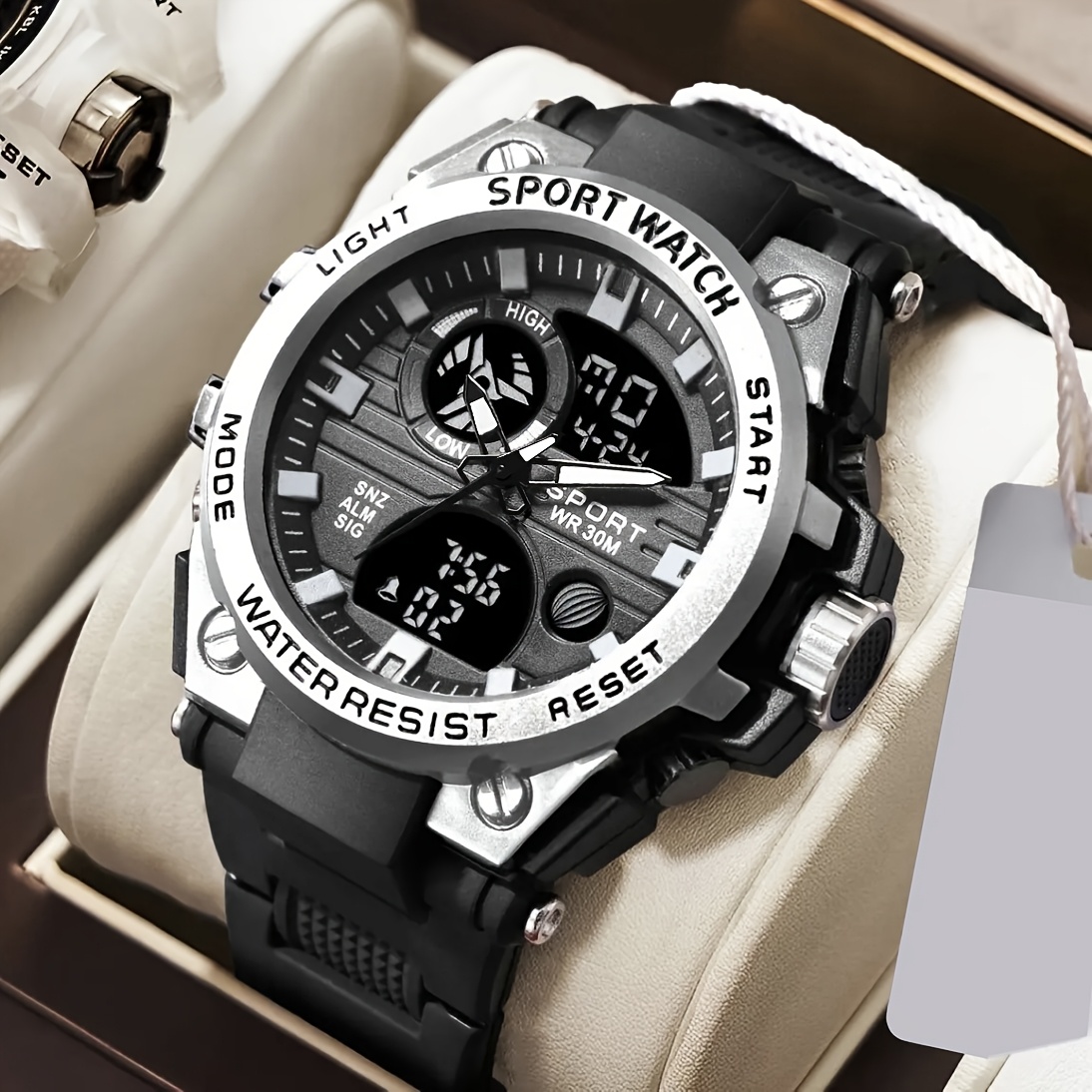 Reloj deportivo juvenil reloj electrónico multifuncional despertador sincronización luz nocturna reloj LED multifuncional para estudiantes: Plata