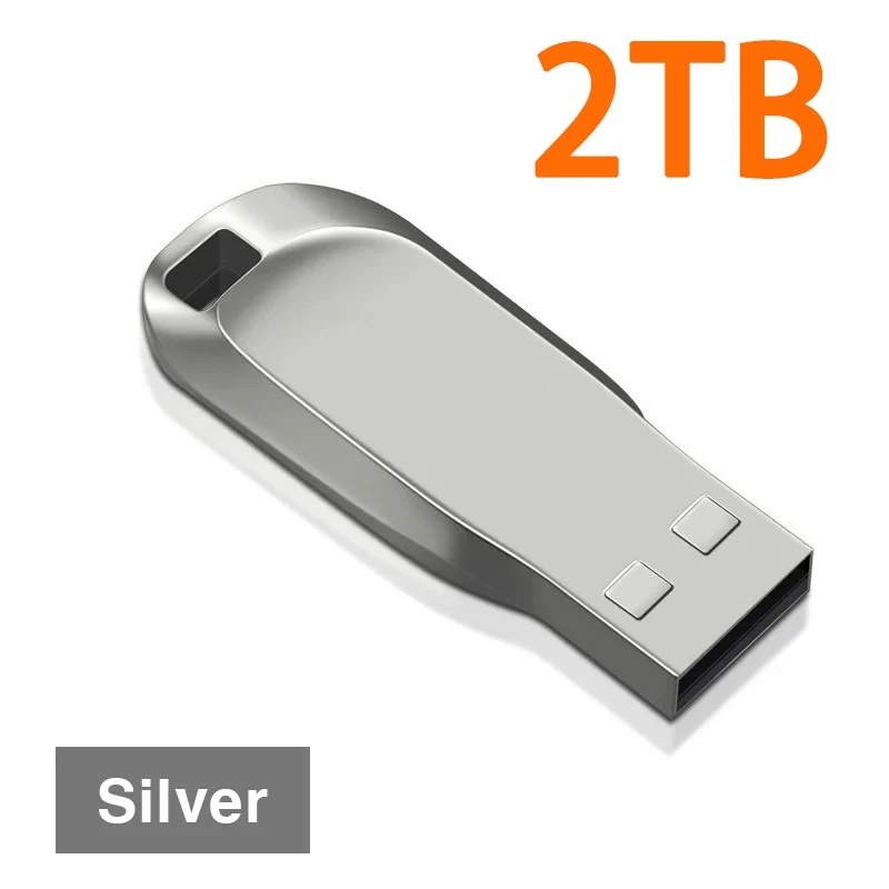 2tb usb-minnen usb 3.0 mini usb-minnen med hög hastighet i metall bärbar enhet vattentät minneskort förvaring u-disk 1tb 512gb stick: Silver-