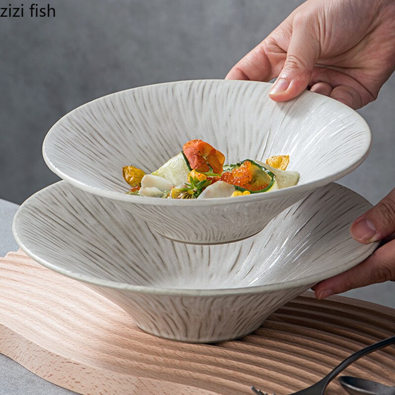 Keramische Fruit Salade Kommen Soep Wastafel Ronde Servies Koken Plaat Groente Bowls Creatieve Hotel Restaurant Snack Desserts Lade
