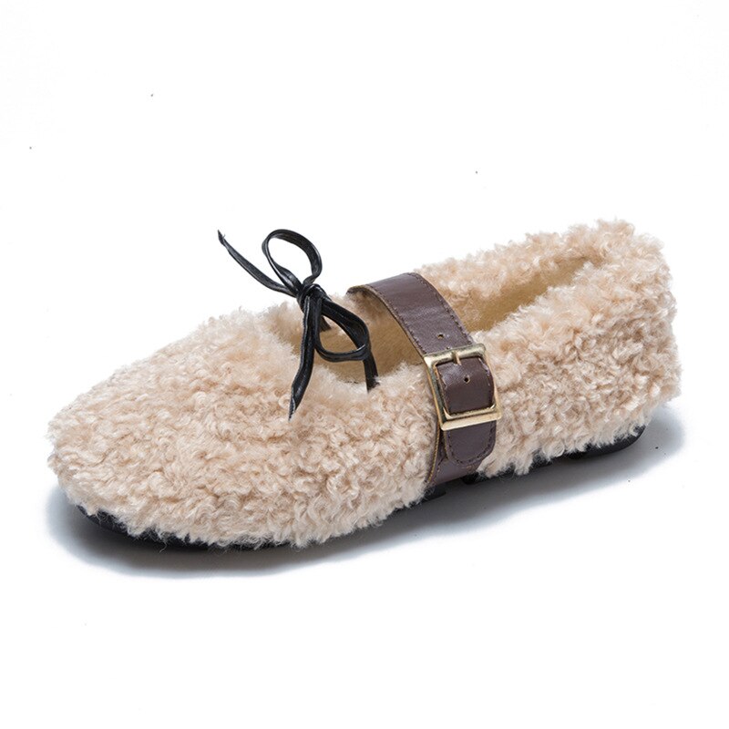 Tout-Match mocassin chaussures femmes mocassins fourrure décontracté femme baskets femmes talons bout rond bouche peu profonde automne mocassins hiver