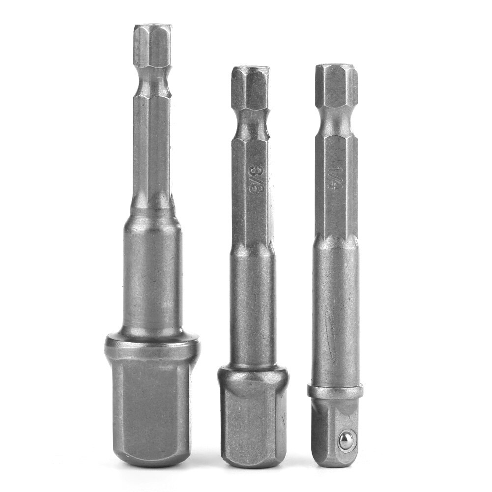 3 stk fatningsadapter 1/4 tommer sekskantet skaft  to 1/4 3/8 1/2 firkantet adapter til boremaskine topnøgle