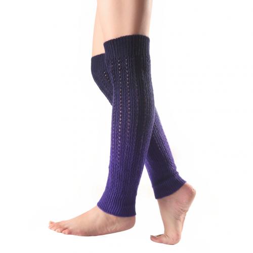 SALES! Gradient Knee High Women Boot Socks Winter Knitted Footless Leg Sleeve Warmer Women's Leg Warmer Winter Warm: Dark Purple