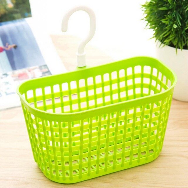 Bathroom Storage Cosmetic Toiletries Hanging Storage Basket Kitchen Plastic Storage Basket: Green