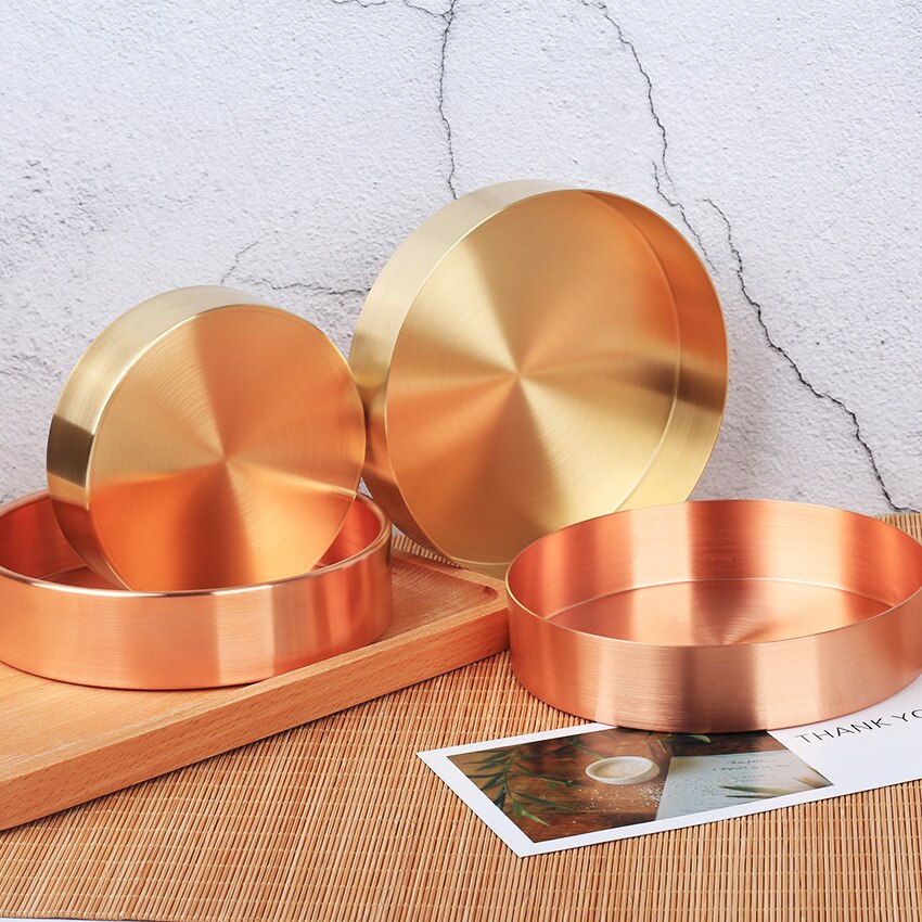 Luxe ronde messing kaptafel houder voor badkamer, commode, keuken, sieraden bureau organizer koperen dienbladen pennenhouder