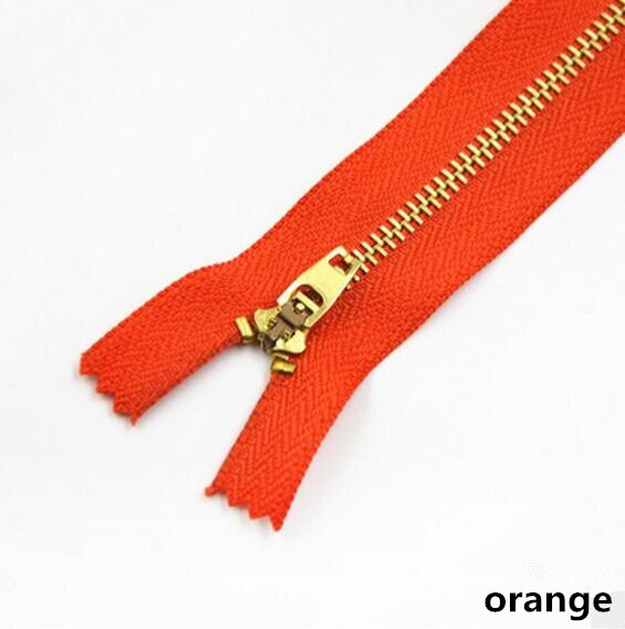 5 pièces 3 # fermeture à glissière en métal 13cm serrure automatique fermeture à glissière pour pantalon veste poche jean sac bricolage couture Zips vêtement accessoires A4-17: orange