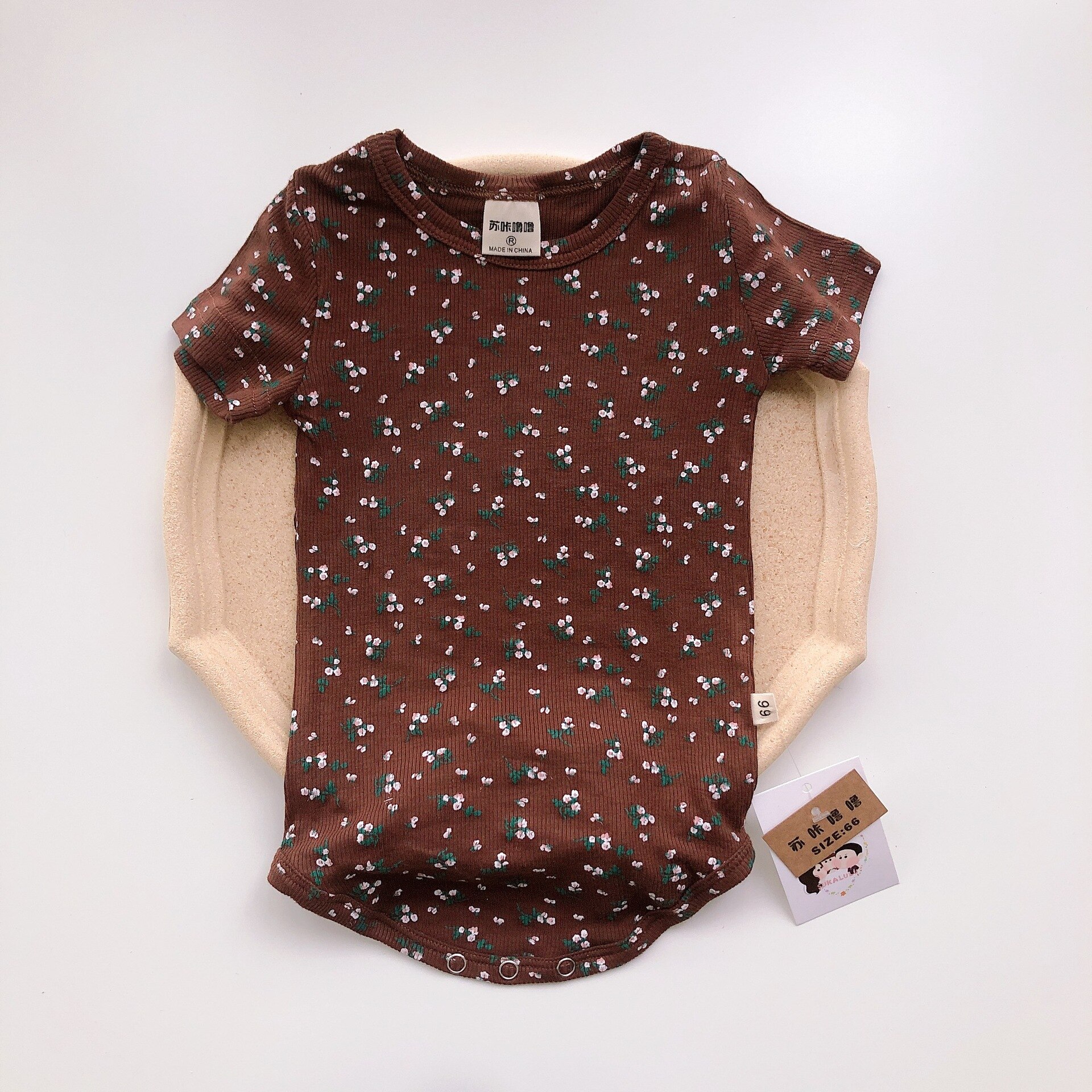 Monos con manga corta para niños recién nacidos, mono de punto, ropa de verano, 0 a 24 meses, novedad de: brown / 6 meses