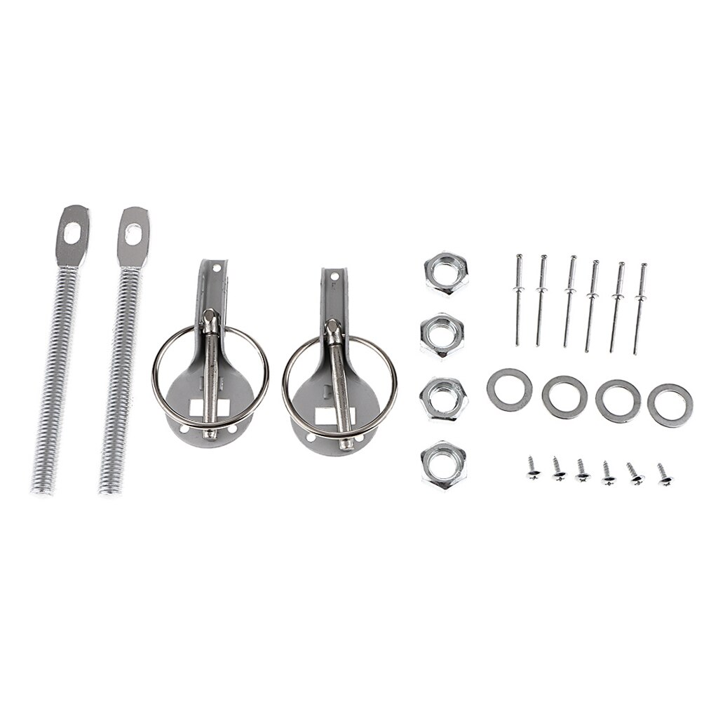 thumbnail image 2 of Universal Flush Mount Hood Pin Kit - Black Racing Style Hood Latch With 140mm Pins 2 of 5